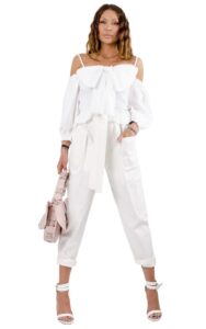 Top Bardot Red Valentino Logo Bianco