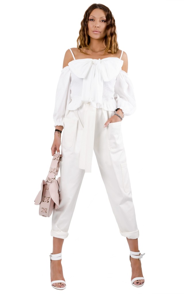 Top Bardot Red Valentino Logo Bianco