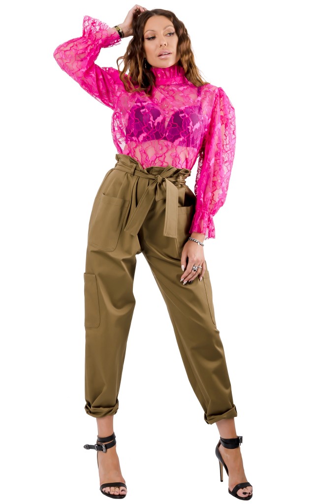 Bluzka Koronkowa MSGM Logo Pink