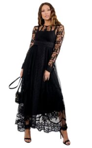 Sukienka Maxi Koronka Red Valentino Logo Nero