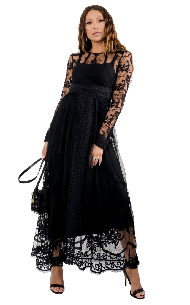 Sukienka Maxi Koronka Red Valentino Logo Nero