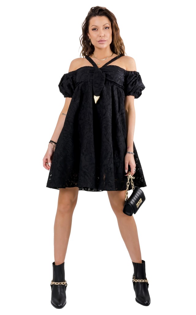 Sukienka Mini Hiszpanka Versace Logo Black