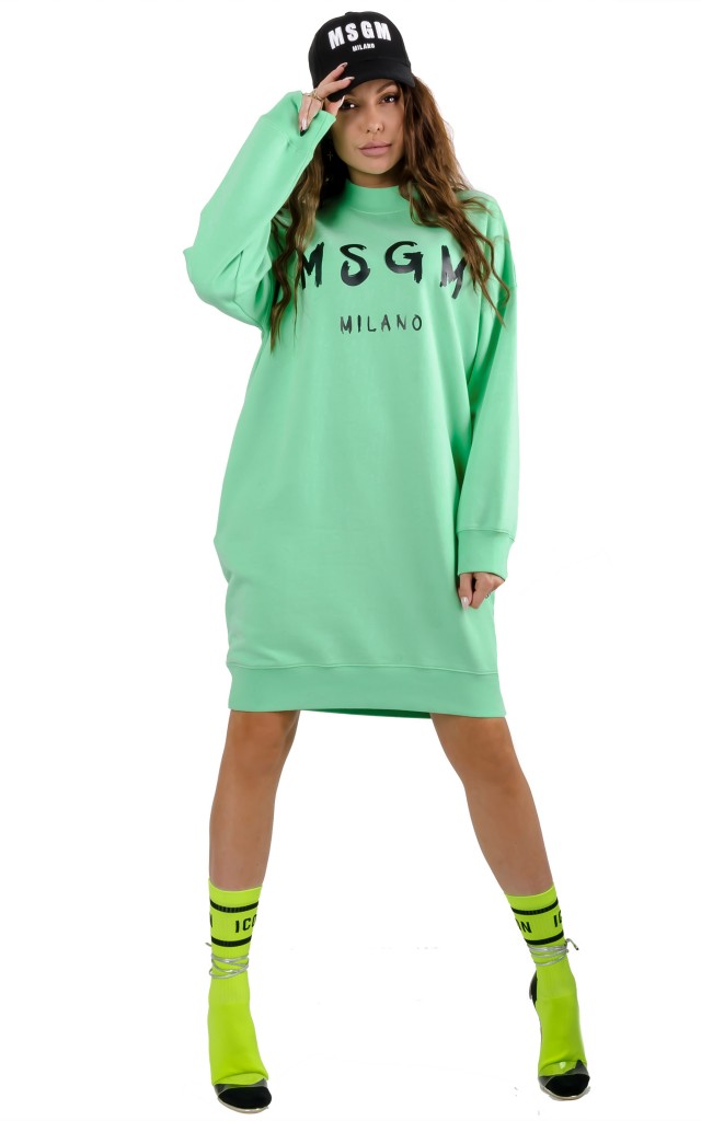 Sukienka Dresowa MSGM Logo Green