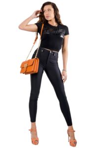 Spodnie Rurki Połyskujące Versace Black