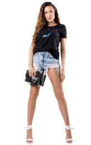 T-shirt Luźny Z Cekinami Emporio Armani Logo Black