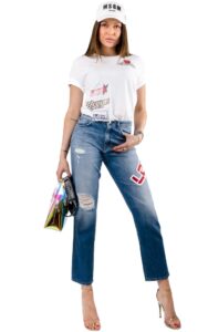 T-shirt Z Nadrukiem Love Moschino Racing White