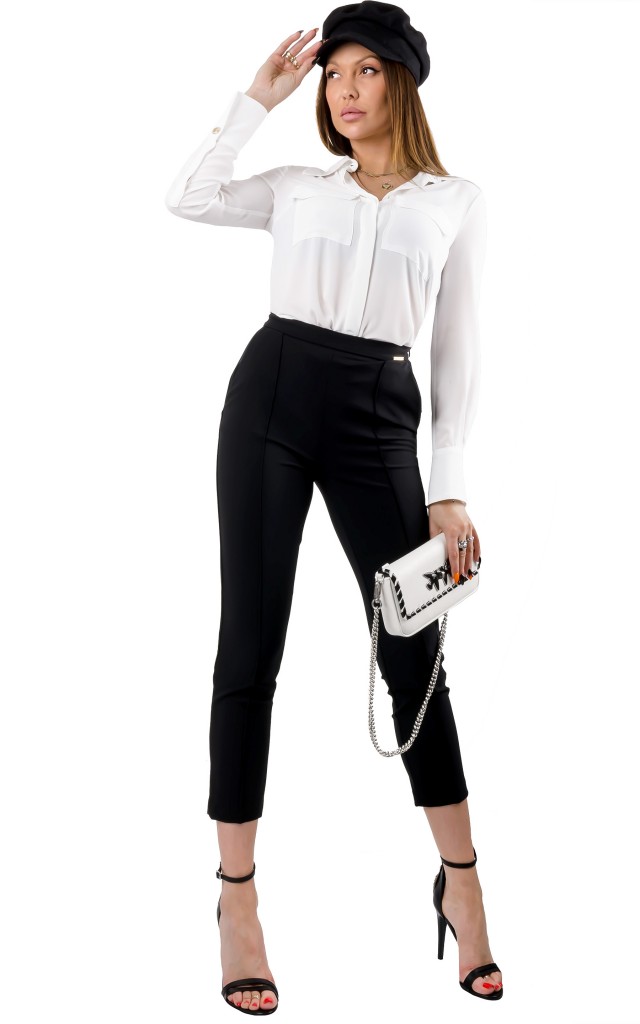 Koszula Zwiewna Elisabetta Franchi Logo Bianco