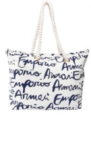 Torebka Shopper Emporio Armani White Logo Print