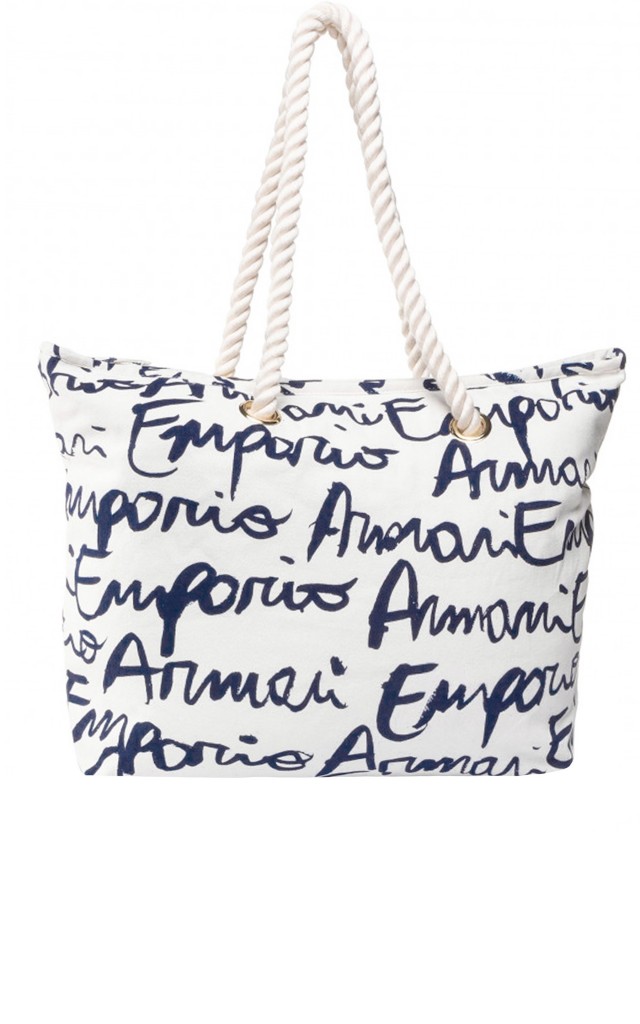 Torebka Shopper Emporio Armani White Logo Print
