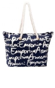 Torebka Shopper Emporio Armani Blue Logo Print