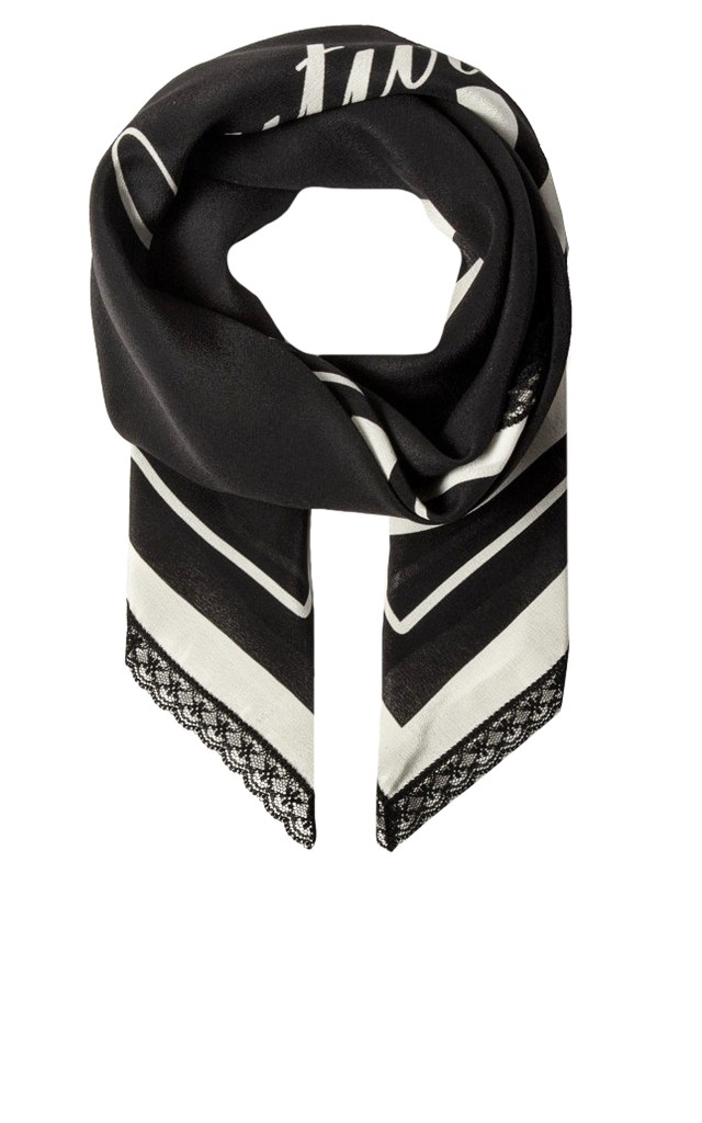 Chusta Jedwabna Logo Moschino Black White