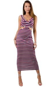 Sukienka Maxi Dopasowana Denny Rose Blue Red White