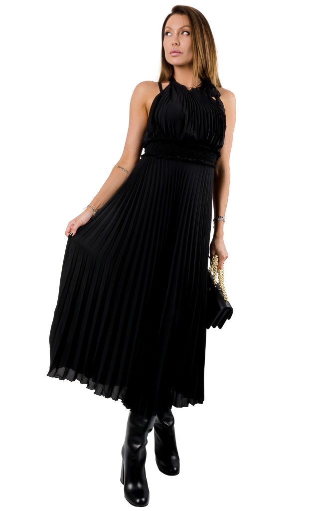 Sukienka Maxi Pilisowana Denny Rose Logo Black