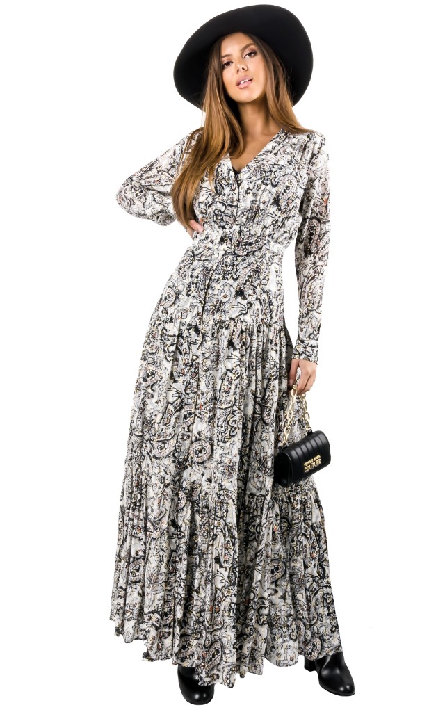 Sukienka Maxi 2w1 Zwiewna Pinko Bianco Oro