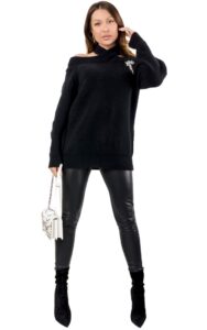 Sweter Z Wycięciami Pinko Logo Black