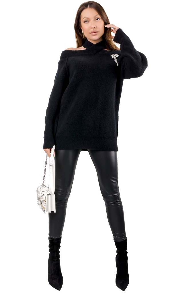 Sweter Z Wycięciami Pinko Logo Black