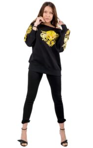 Jeansy Rurki Versace Logo Black