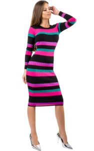 Sukienka Midi Prążkowana Guess Multicolor