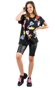 T-shirt Luźny Love Moschino Logo Black