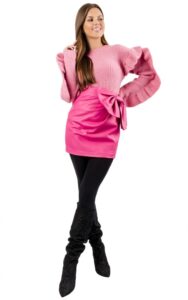 Spódnica Mini Skórzana Red Valentino Logo Pink