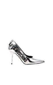 Szpilki Metaliczne Love Moschino Logo Silver