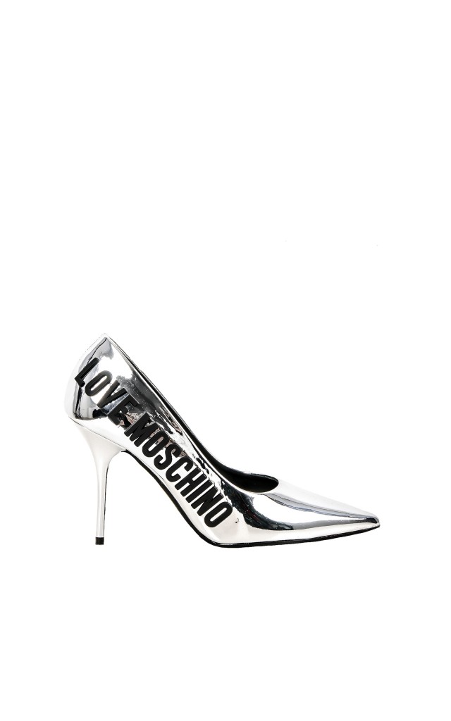 Szpilki Metaliczne Love Moschino Logo Silver