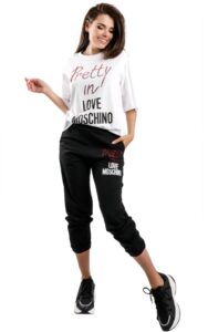 T-shirt Luźny Love Moschino Logo White