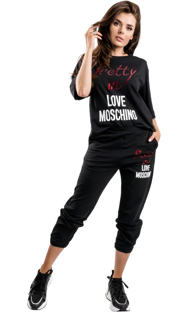 Spodnie Dresowe Love Moschino Logo Nero
