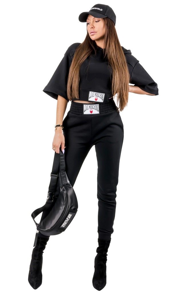 Bluza Krótka Dresowa Love Moschino Logo Black