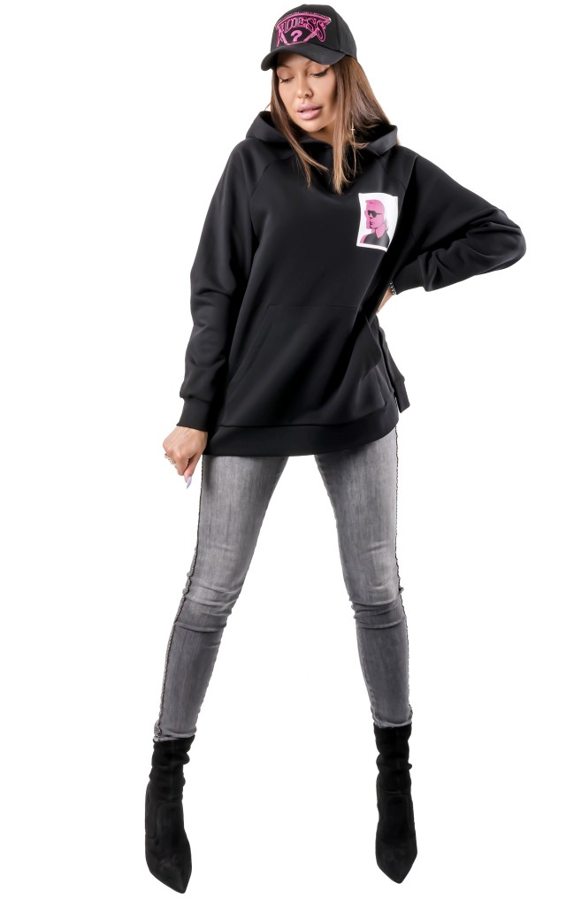 Bluza Oversize Karl Lagerfeld Logo Black