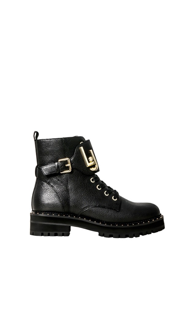 Botki Bikers Liu Jo Logo Black Gold