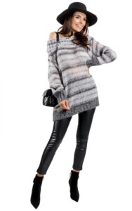 Sweter Maxi Twin Set Logo Grey