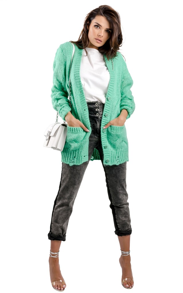 Kardigan Wełniany Patrizia Pepe Pale Acid Green
