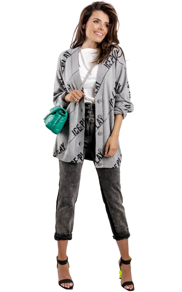 Kardigan Maxi Ice Play Logo Grey