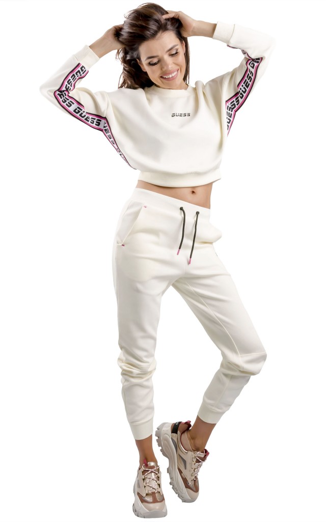 Spodnie Dresowe Guess Logo Cream