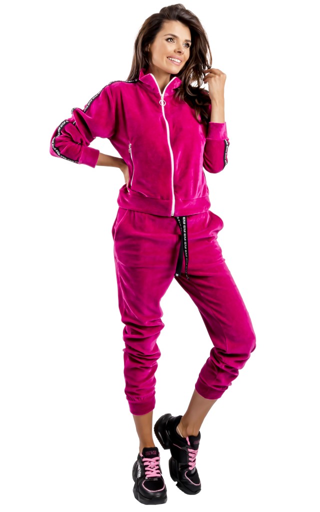 Spodnie Welurowe Ice Play Logo Pink