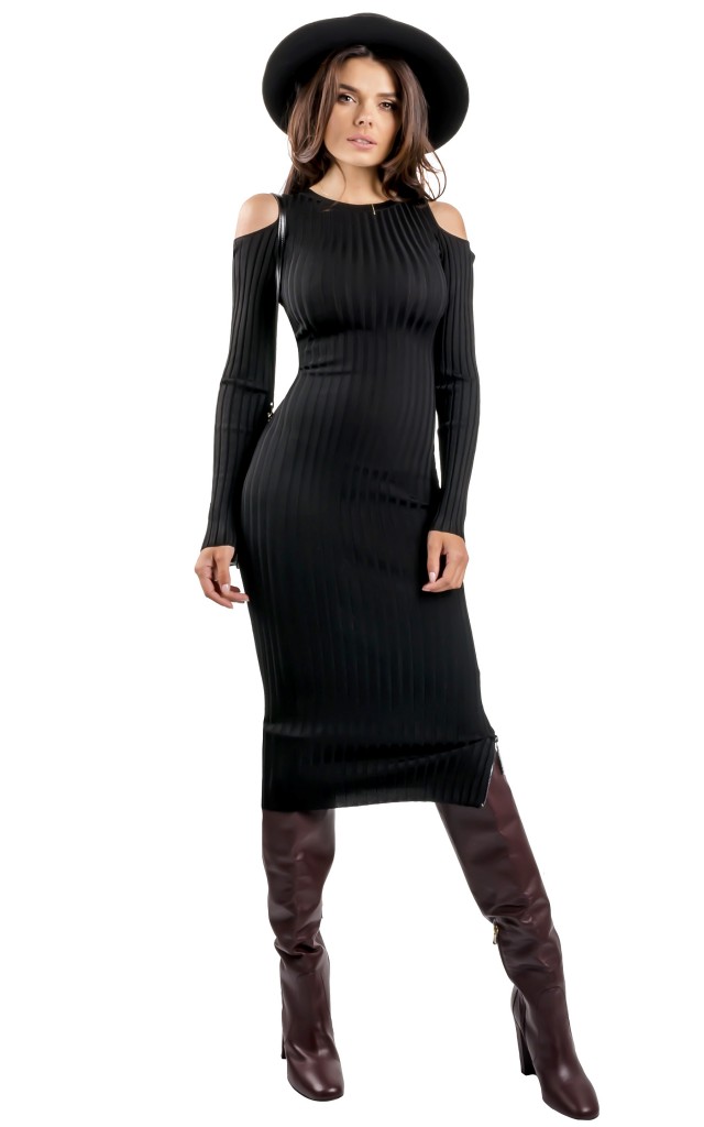 Sukienka Prążkowana Guess Logo Black
