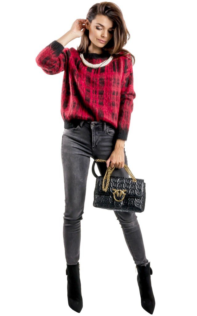 Sweter Prosty Liu Jo Cherry Tartan