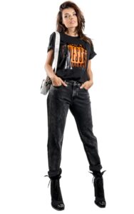T-shirt Luźny Guess Logo Black Orange