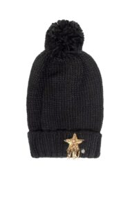 Czapka Z Pomponem Twin Set Logo Nero