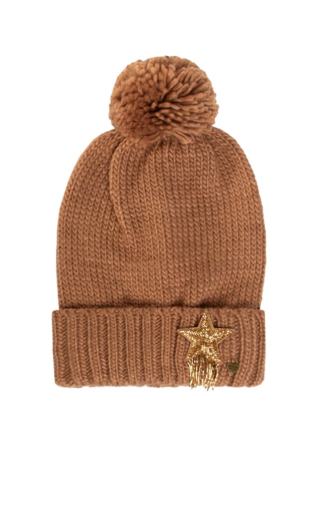 Czapka Z Pomponem Twin Set Logo Cammello