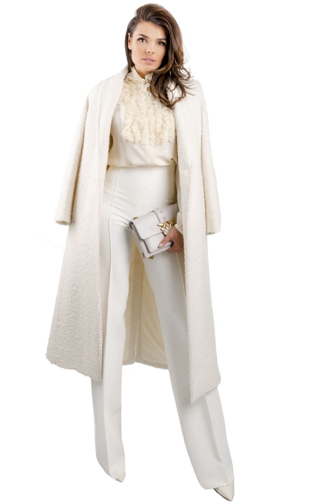 Płaszcz Maxi Boucle Patrizia Pepe Logo Ivory