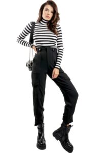 Sweter Golf Paski Guess White Black