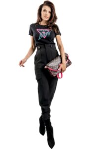 T-shirt Prosty Guess Logo Nero