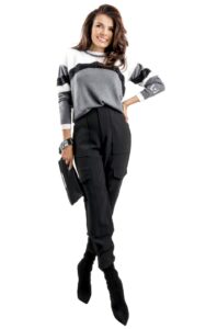Sweter Prosty Liu Jo Grigio Bianco