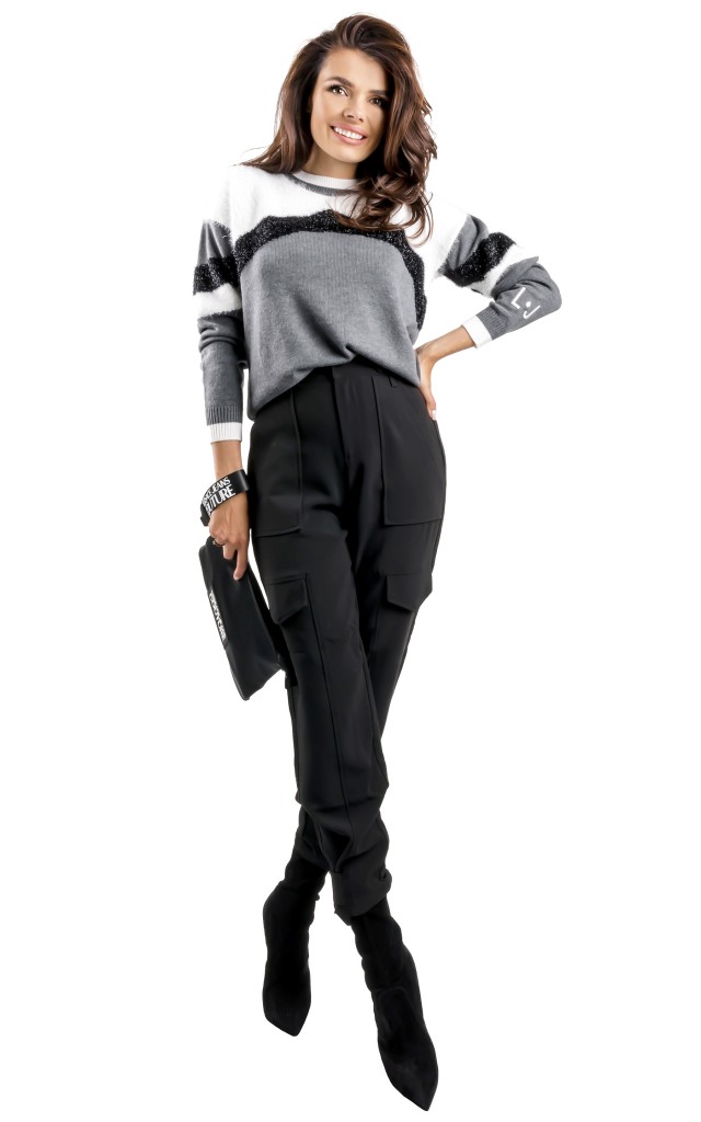Sweter Prosty Liu Jo Grigio Bianco
