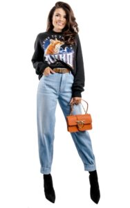 Sweter Z Torbą Pinko Logo Black