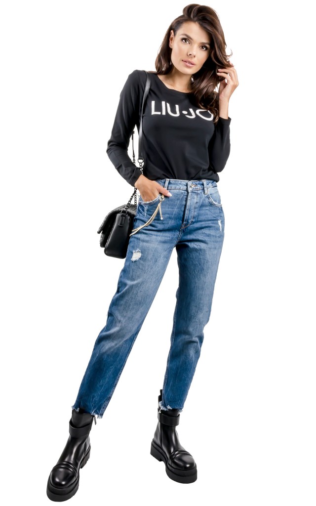 Jeansy Z Wysokim Stanem Liu Jo Logo Blue