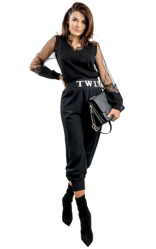 Spodnie Dresowe Twin Set U&B Logo Nero