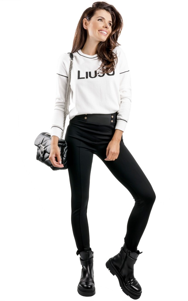 Sweter Liu Jo Logo Bianco Nero